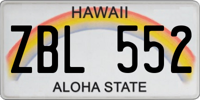 HI license plate ZBL552