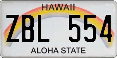 HI license plate ZBL554
