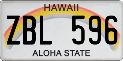 HI license plate ZBL596