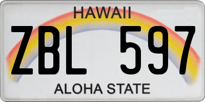 HI license plate ZBL597
