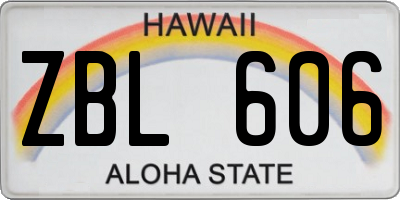 HI license plate ZBL606