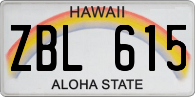 HI license plate ZBL615