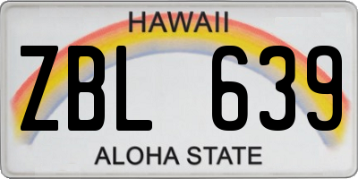 HI license plate ZBL639