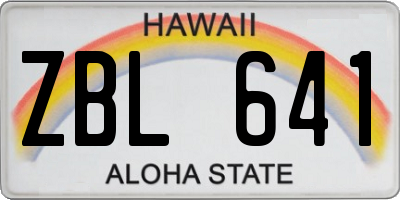 HI license plate ZBL641
