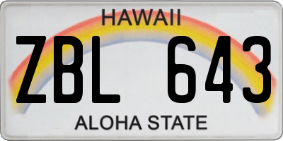 HI license plate ZBL643