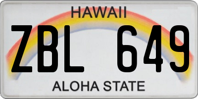 HI license plate ZBL649