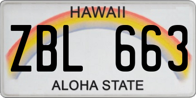 HI license plate ZBL663