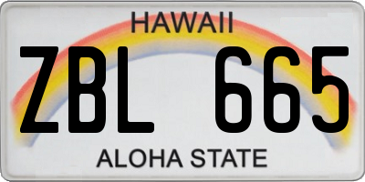HI license plate ZBL665