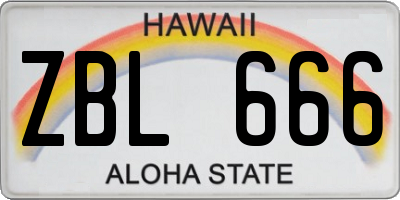 HI license plate ZBL666