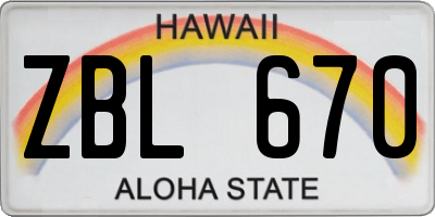 HI license plate ZBL670