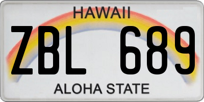 HI license plate ZBL689