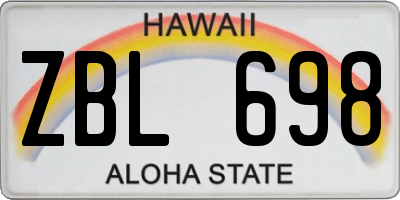 HI license plate ZBL698