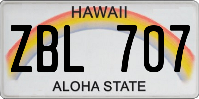 HI license plate ZBL707
