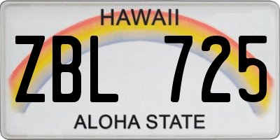 HI license plate ZBL725