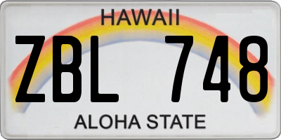 HI license plate ZBL748