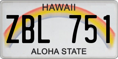 HI license plate ZBL751