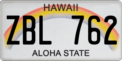 HI license plate ZBL762