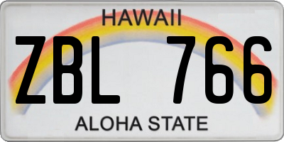 HI license plate ZBL766