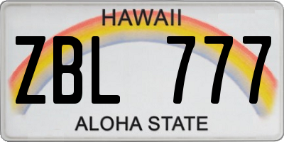 HI license plate ZBL777