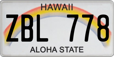 HI license plate ZBL778