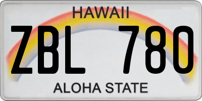 HI license plate ZBL780