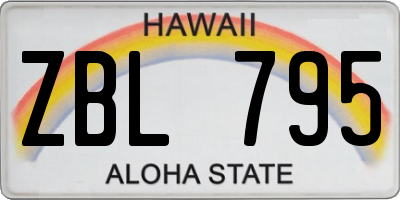 HI license plate ZBL795