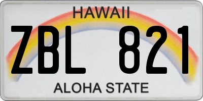 HI license plate ZBL821