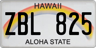 HI license plate ZBL825