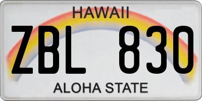 HI license plate ZBL830