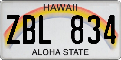 HI license plate ZBL834