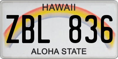 HI license plate ZBL836