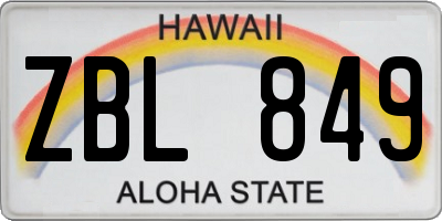 HI license plate ZBL849