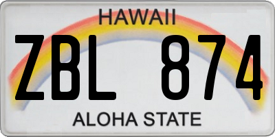 HI license plate ZBL874