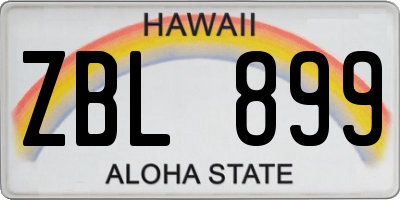 HI license plate ZBL899