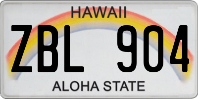 HI license plate ZBL904