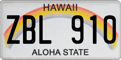 HI license plate ZBL910