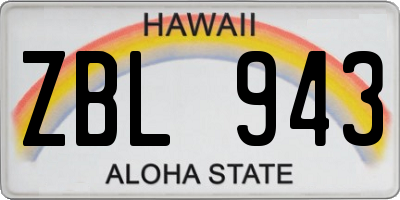 HI license plate ZBL943
