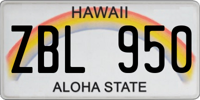 HI license plate ZBL950