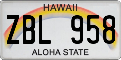HI license plate ZBL958