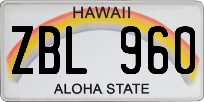 HI license plate ZBL960