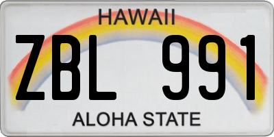 HI license plate ZBL991