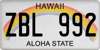 HI license plate ZBL992