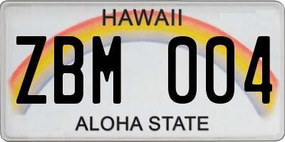 HI license plate ZBM004