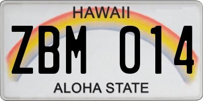HI license plate ZBM014