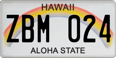 HI license plate ZBM024