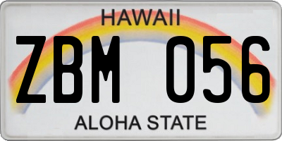 HI license plate ZBM056