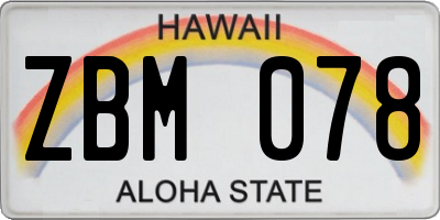 HI license plate ZBM078