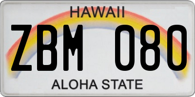 HI license plate ZBM080