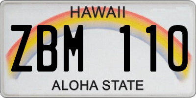 HI license plate ZBM110