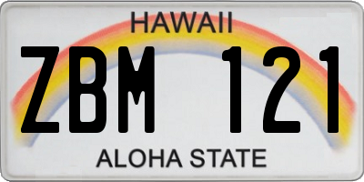 HI license plate ZBM121